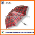 21"*8K 3 Folding Classic Check Design Satin Umbrella